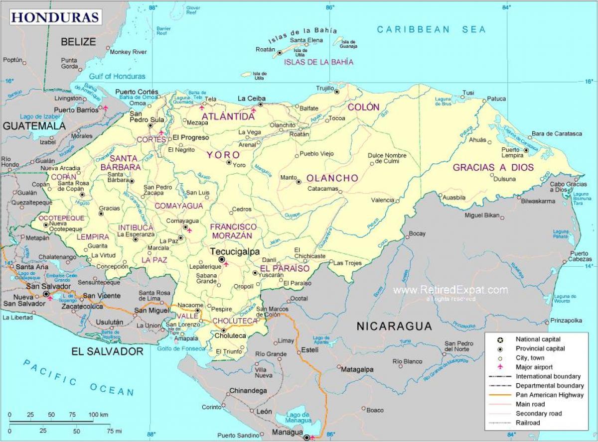 зураг улс төрийн газрын зураг Гондурас