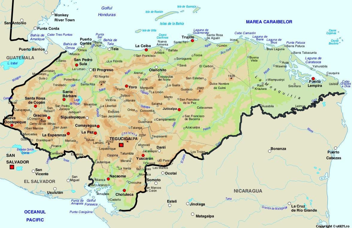 зураг Гондурас болон эргэн тойрны улс орнууд